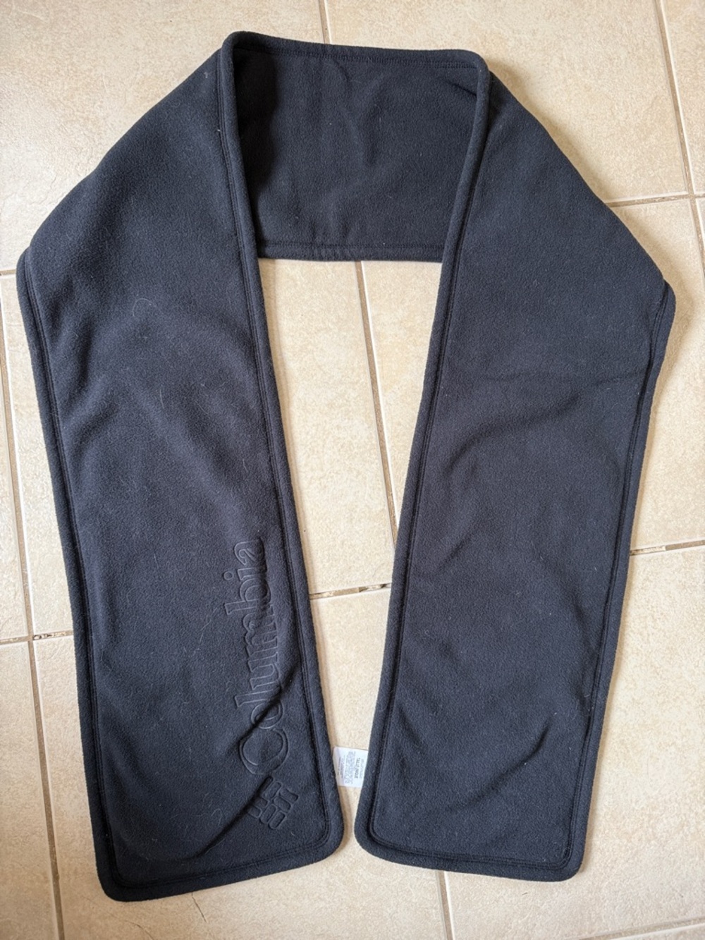Columbia Black Embossed Fleece Scarf